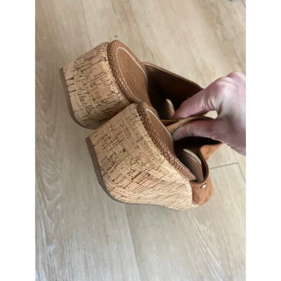 Circus by Sam Edelman Sylvia cork wedge slide sandal women’s 9.5 brown leather - Picture 5 of 7